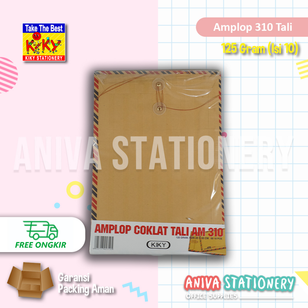

KIKY AMPLOP COKELAT 310 TALI 125GR 10 PCS JET AIR MAIL MG KRAFT STRING BUTTON ENVELOPE
