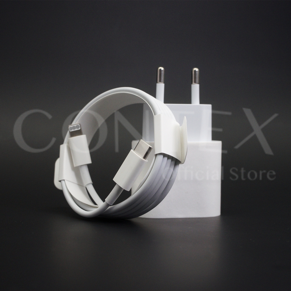 CONTEX - CHARGER ADAPTOR 20W + KABEL DATA 1METER  ( 1 PAKET ) PD FAST CHARGING 1SET OEM A++