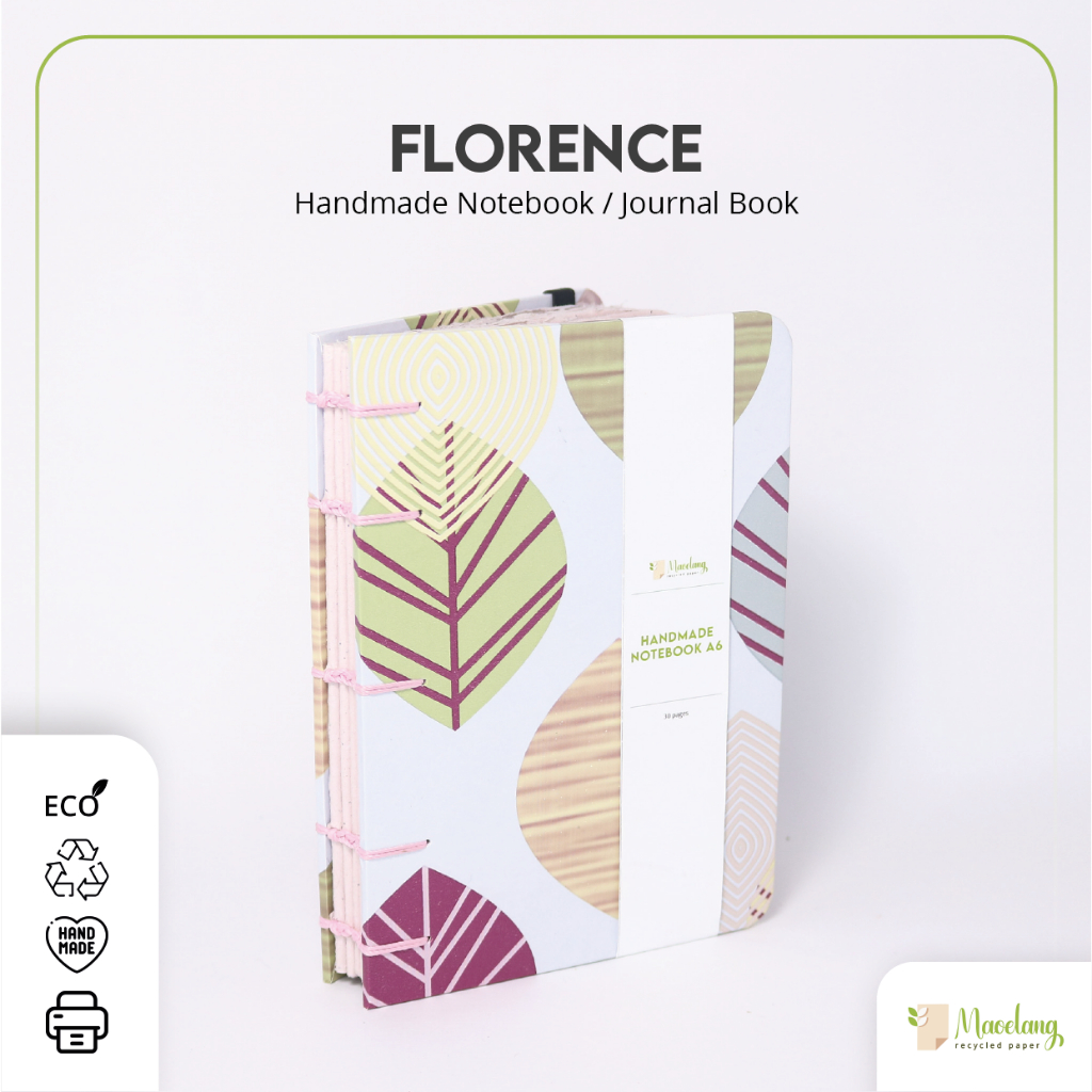 

[FLORENCE] Handmade Notebook / Journal Book (Lembaran Kertas Daur Ulang) by Maoelang Recycled Paper