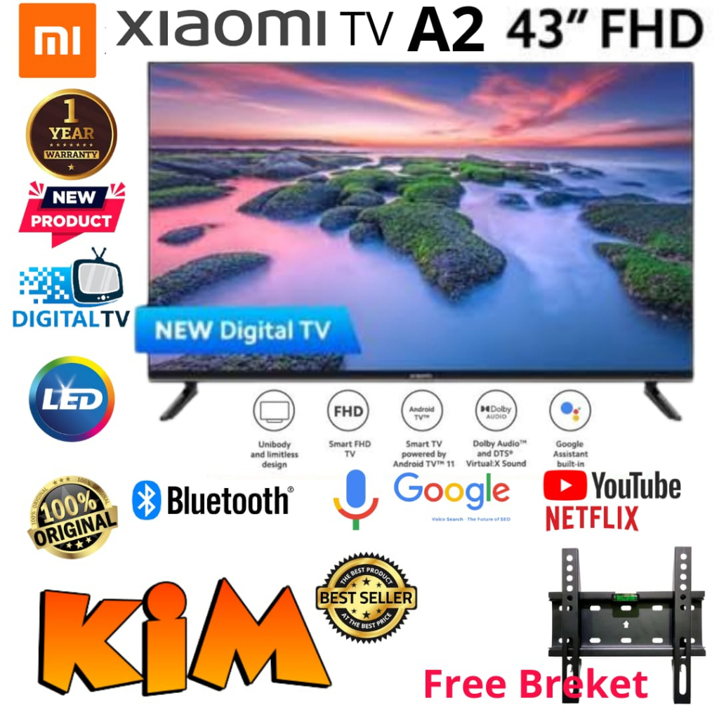 FREE BREKET!! Led Xiaomi 43 inch Mi TV A2 43 Smart Android 11 Digital