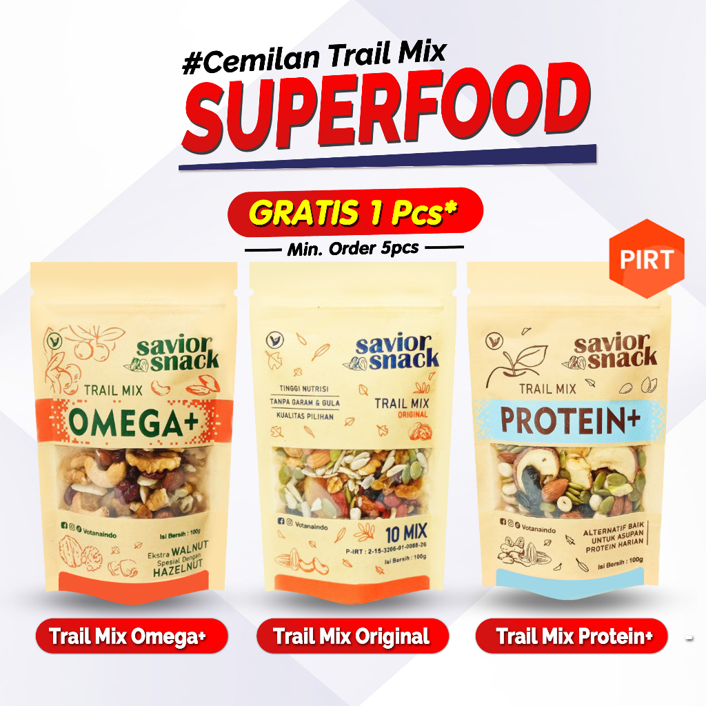 Topping Oatmeal TRAIL MIX SUPERFOOD Sereal Diet GRANOLA Makanan Sehat Sarapan Praktis Cemilan Enak Bergizi Tinggi Nutrisi - Savior Snack - Bahan Organik Tanpa Pengawet Bebas Garam &amp; Gula