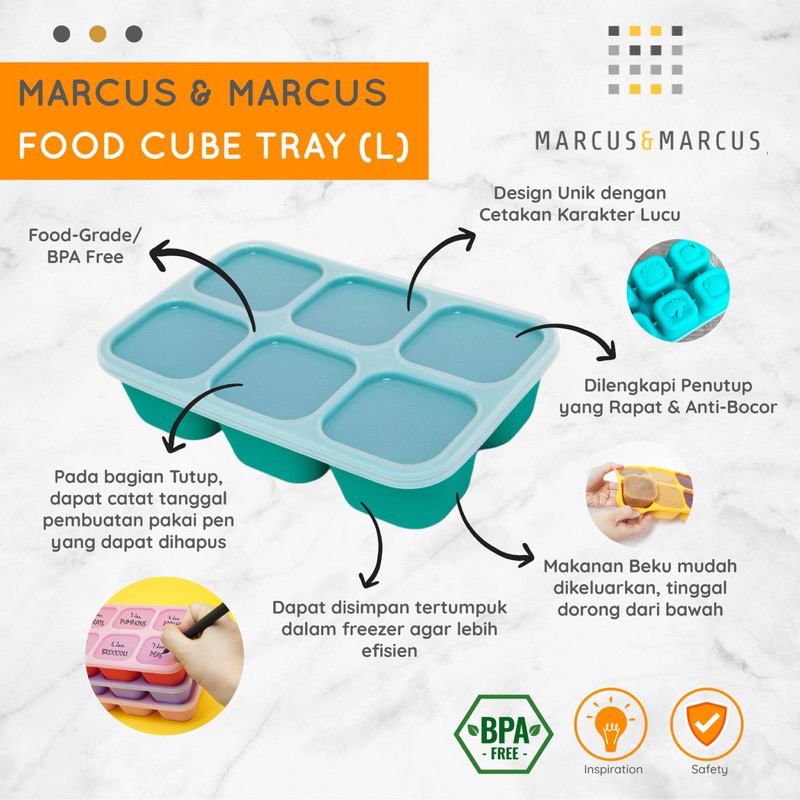 Marcus &amp; Marcus Food Cube Tray Multiportion Wadah Mpasi Kotak Mpasi