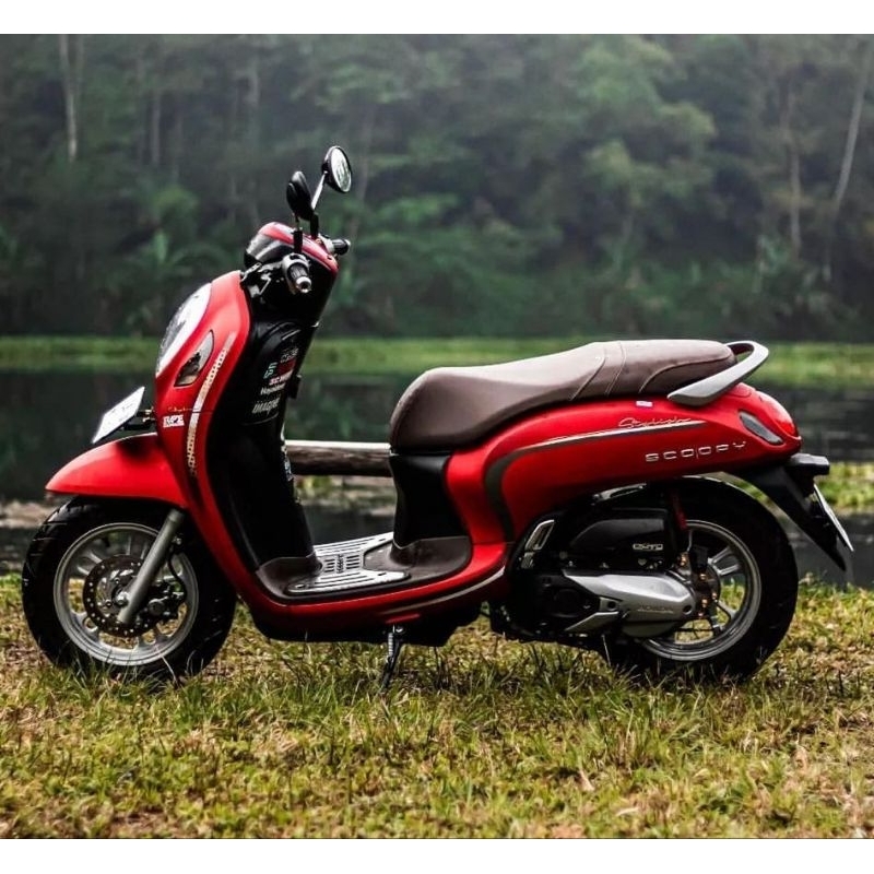 Striping Lis Stiker motor new Scoopy stylish 2022 2023 merah doff Sticker Scoopy stylish terbaru
