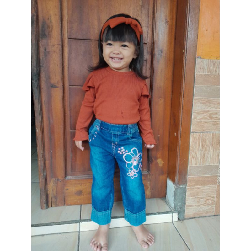 Baju Atasan Anak Perempuan Syakila Ruffle Knit Tee 1-5 Tahun