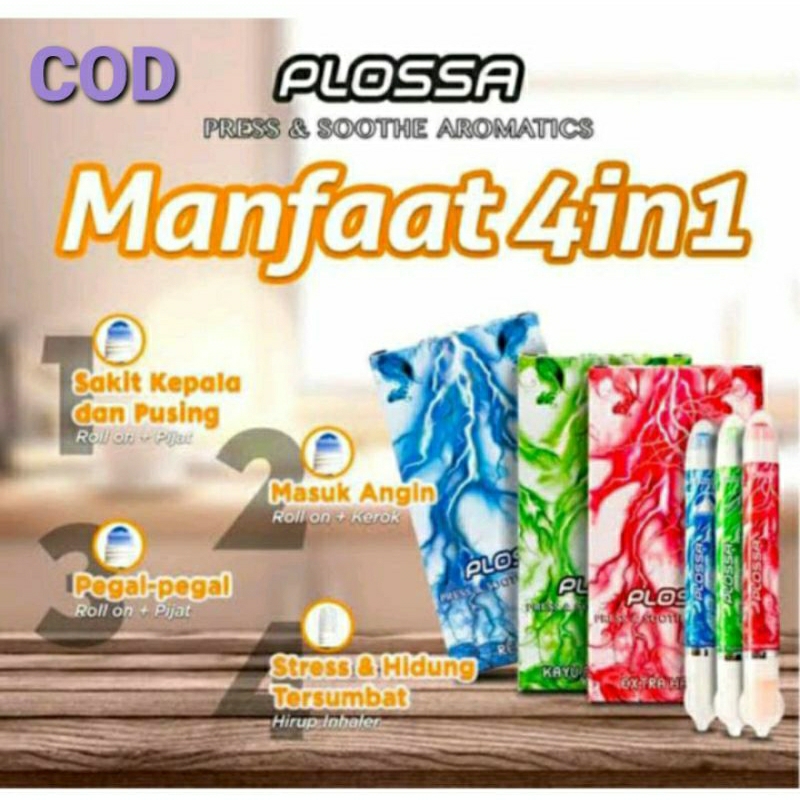 PLOSSA BESAR 10 ML 4 IN 1 AROMA TERAPI INHALER MINYAK ANGIN ROLL ON