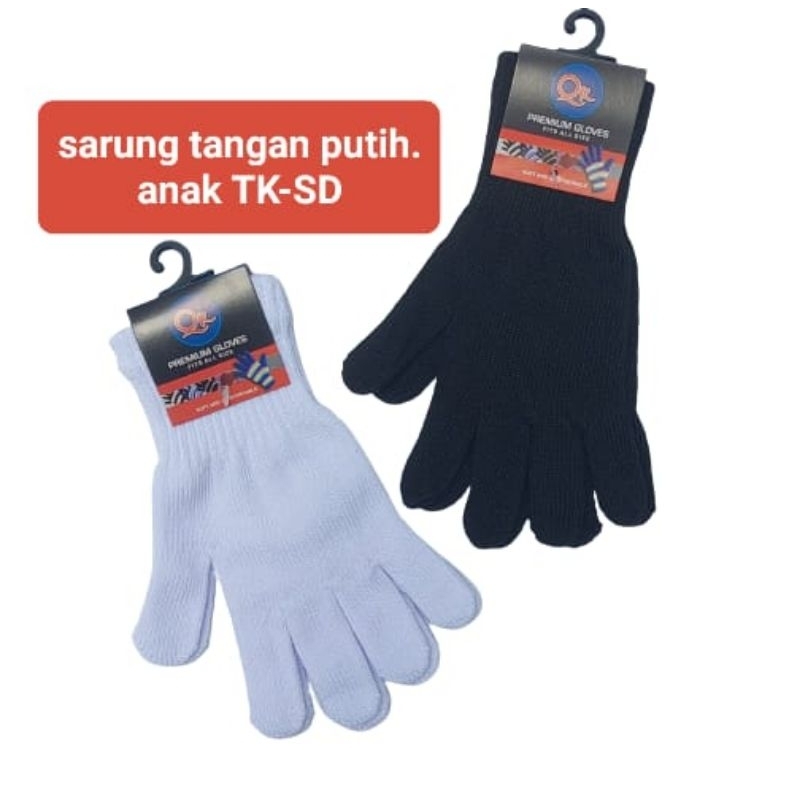 SARUNG TANGAN RAJUT ANAK Putih polos/sarung tangan paskibra anak TK/SD/SMP