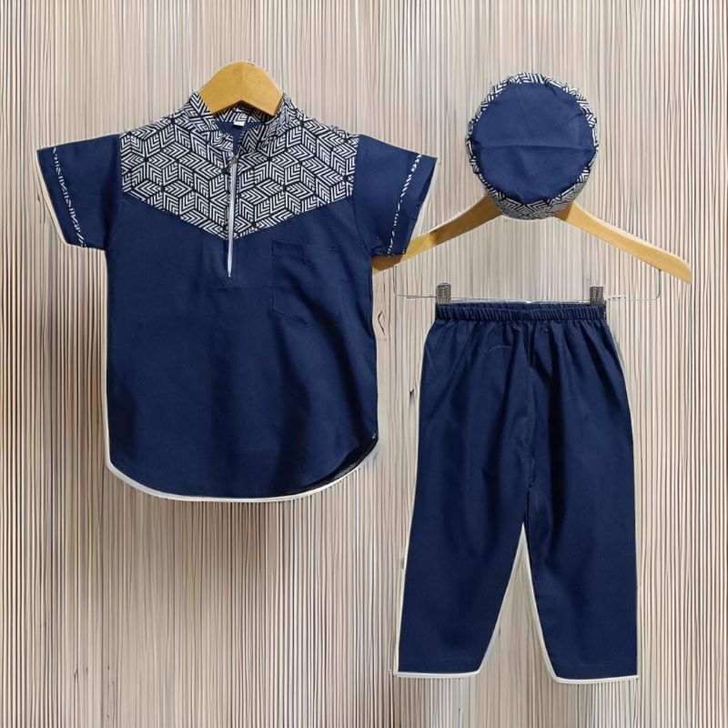 BAJU KOKO ANAK LAKI-LAKI BAJU MUSLIM ANAK 1 SET SAMA PECI STELAN KOKO ANAK