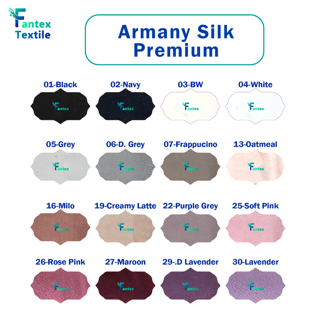 (HARGA PER 50 CM) Kain Armany Silk Premium Silky Armani Satin Saten Lebar 150 cm 1/2 m meter