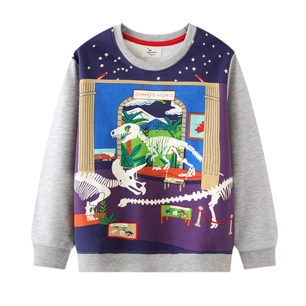 babyfit [3-8thn] sweater lengan panjang blus anak GLOW IN THE DARK DINOSAURUS import ydm-0402