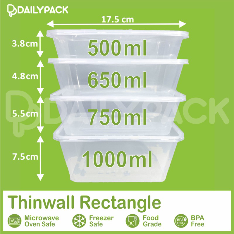 Thinwall RECTANGLE / PERSEGI PANJANG / Kotak Makan Plastik / Food Container