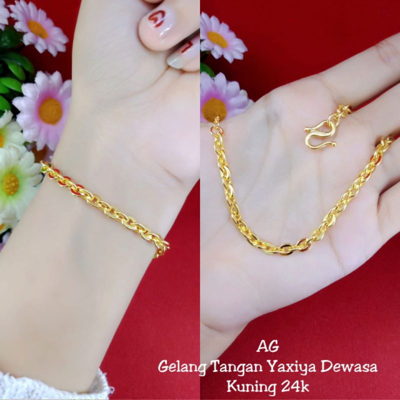 G35 gelang kaca lapis emas 24k