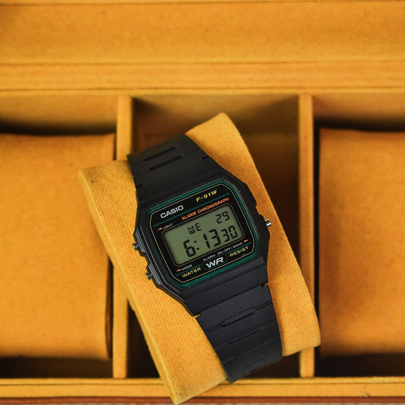 Jam Casio F-91W-3DG Original Bergaransi Resmi Hijau