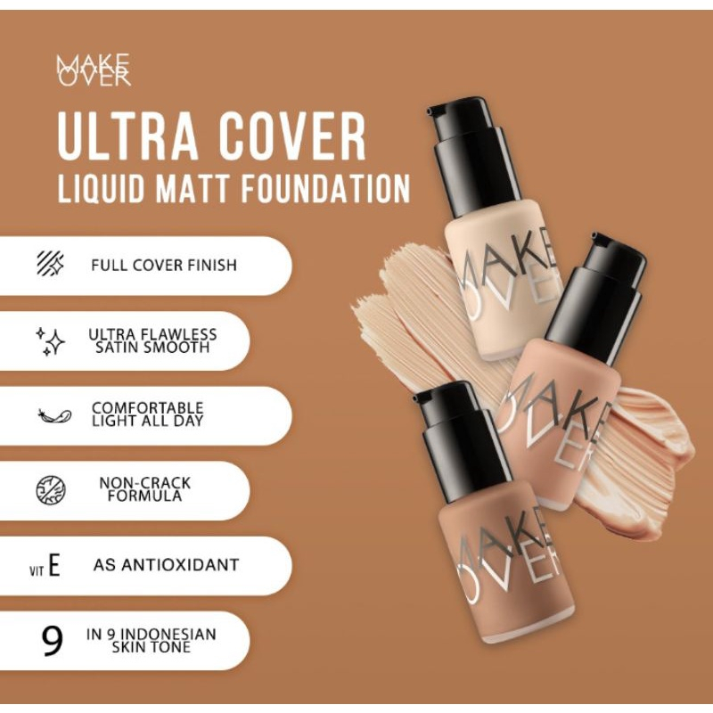 MFI - MAKE OVER Ultra Cover Liquid Matt Foundation 33 ml | 100% ORIGINAL