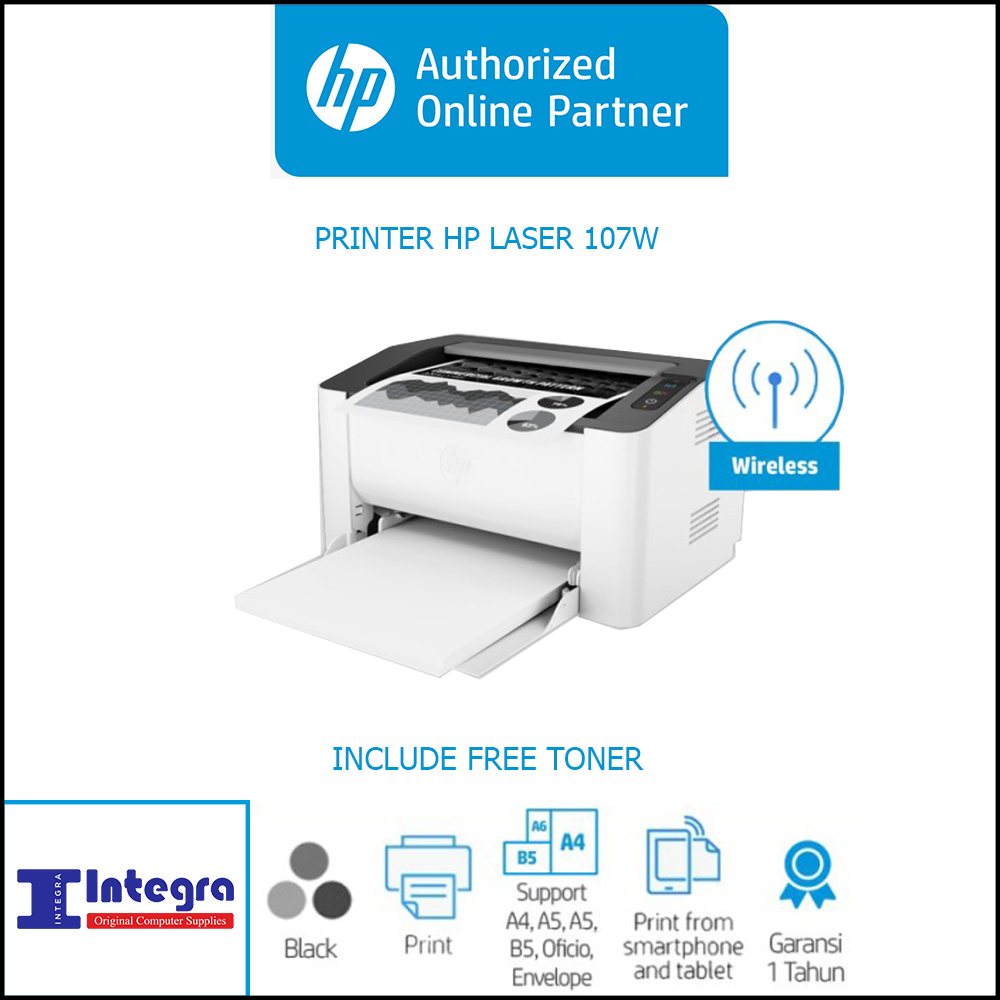 HP Printer LaserJet Pro 107w | M107W Garansi Resmi Toner HP 107a