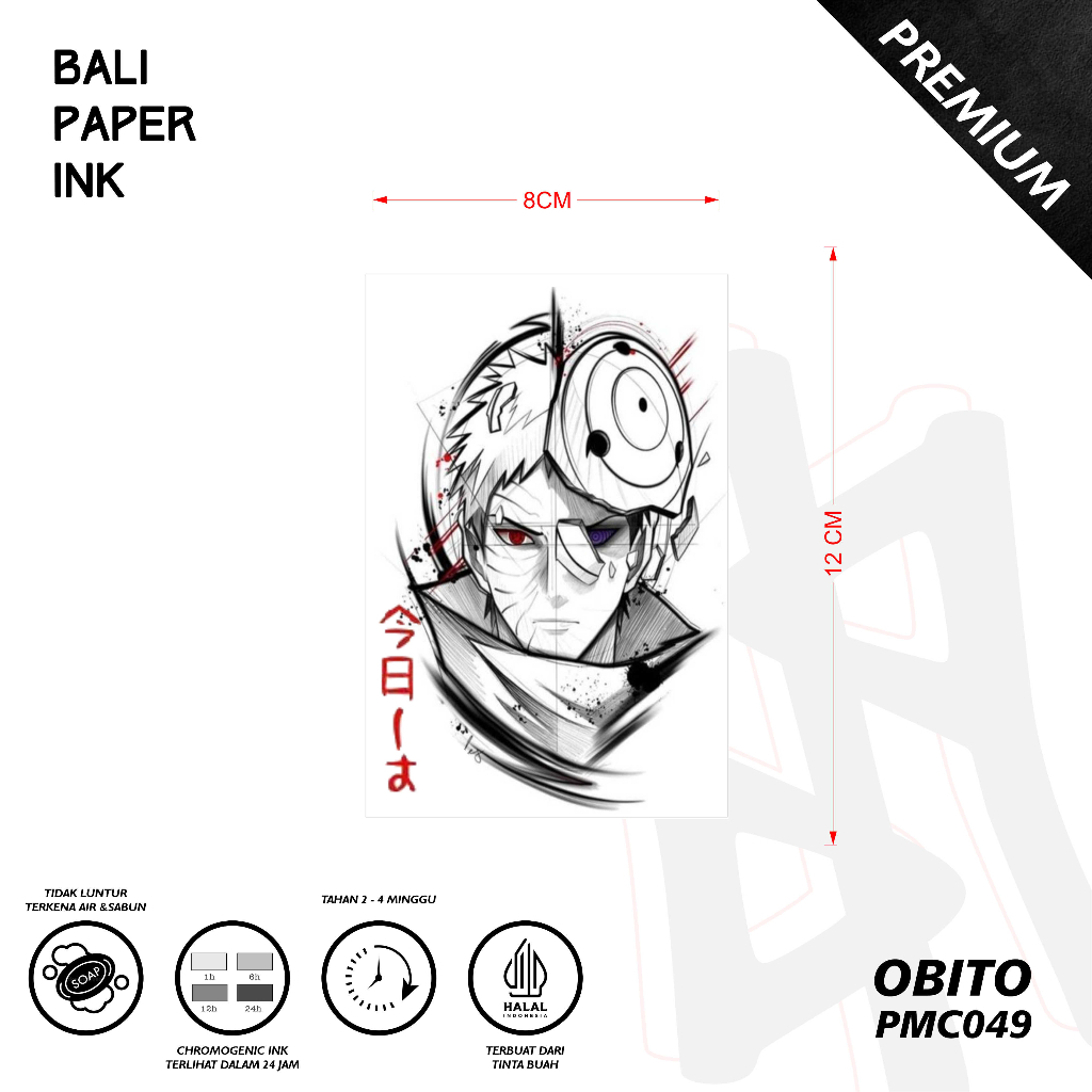 Bali Paper Ink PMC049 Obito Fruit Ink Tatto Temporary Premium Tato Temporer