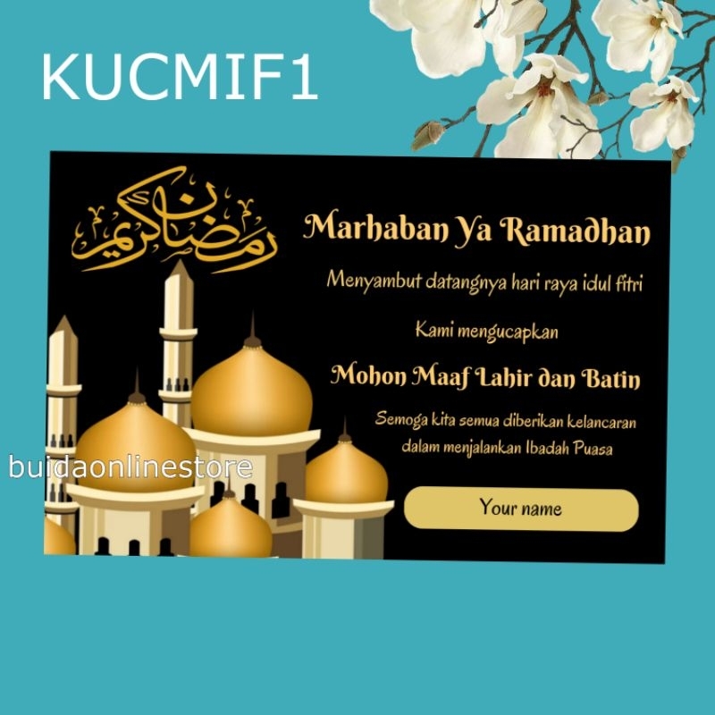 

kartu ucapan stiker menyambut datangnya hari raya idul fitri dekorasi lebaran label hampers parcel kotak kue dus nasi dll bisa custom nama tulisan marhaban ya ramadhan bingkisan hantaran label toples thinwall paperbag tas kemasan