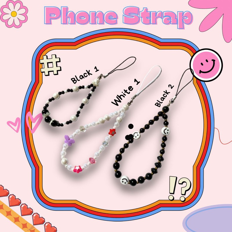 Phone strap simple / gantungan hp mutiara / phonestrap manik mutiara