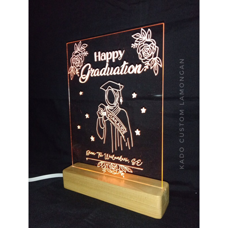Custom Acrylic LED Lamp Gift Box Hampers Kado Hadiah Wisuda