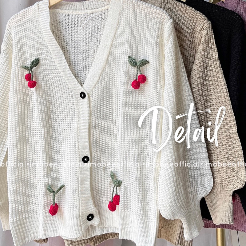 CHERRY CARDIGAN // KOREAN CHERRY CARDI LENGAN BALON