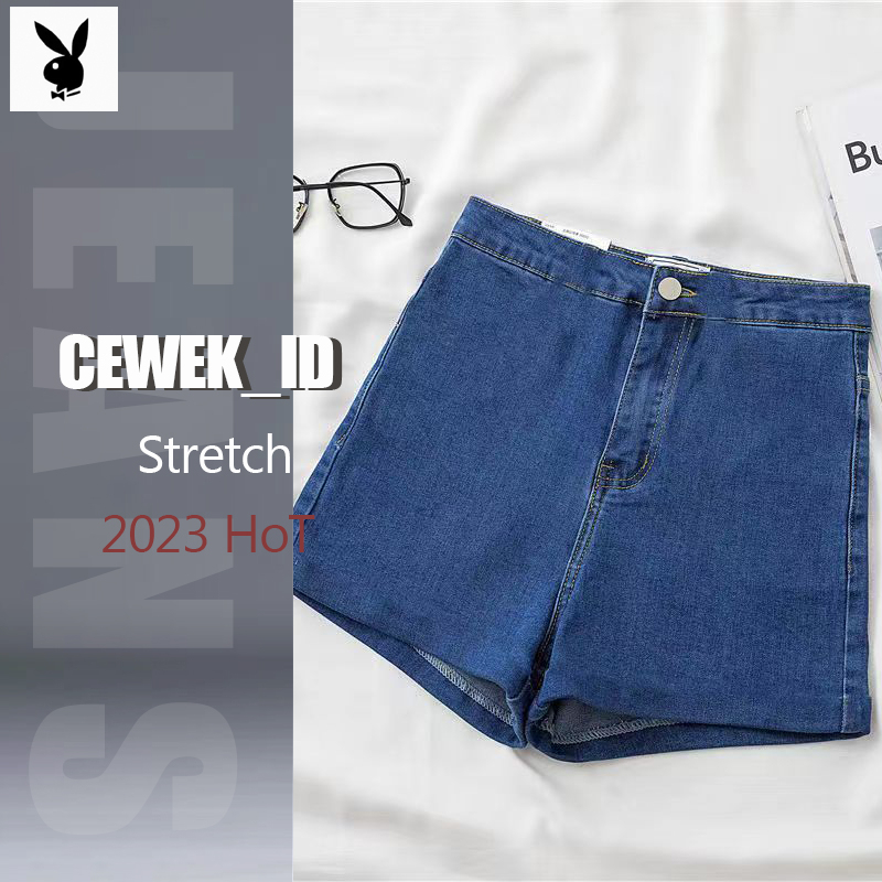 【Cewek_id】celana jeans pendek wanita hotpants highwaist cewek stretch denim korean kekinian 2023