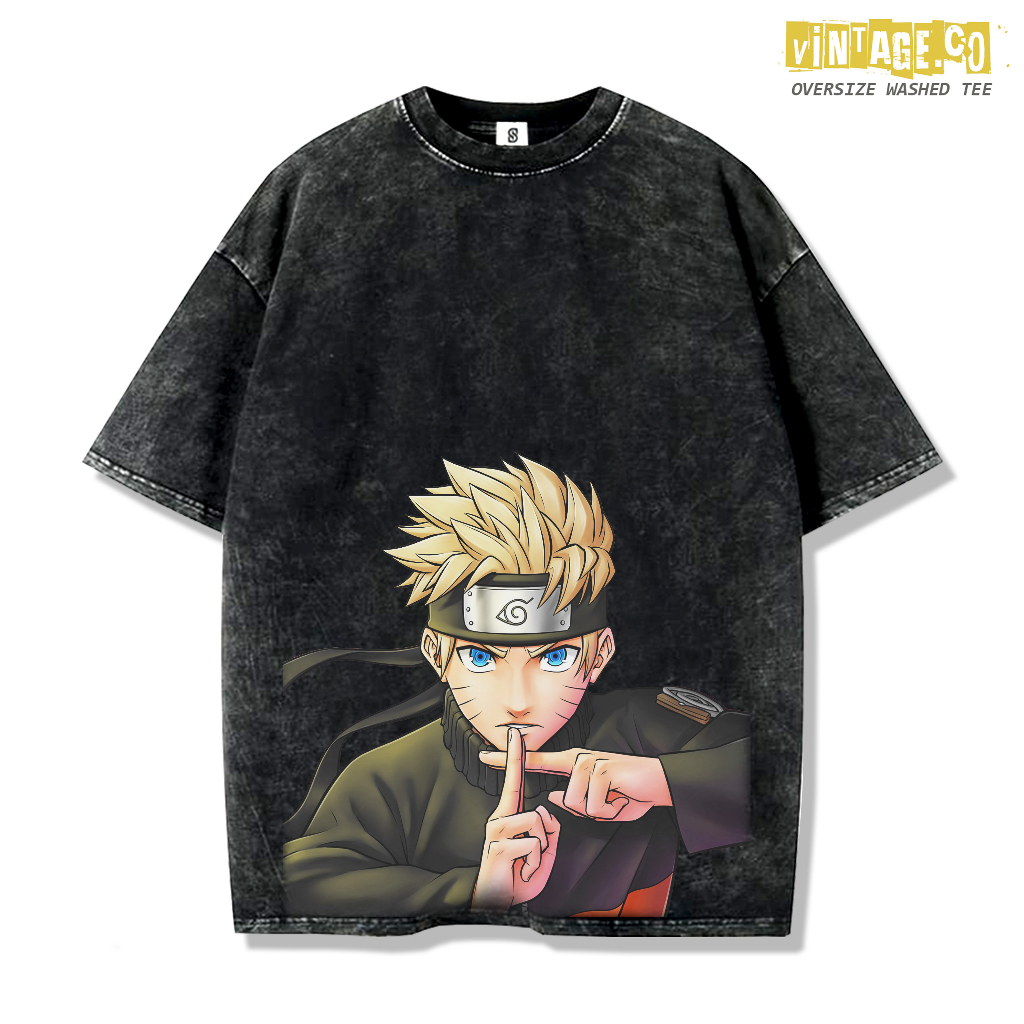 Kaos anime Naruto Vintage Style Oversize washed tshirt