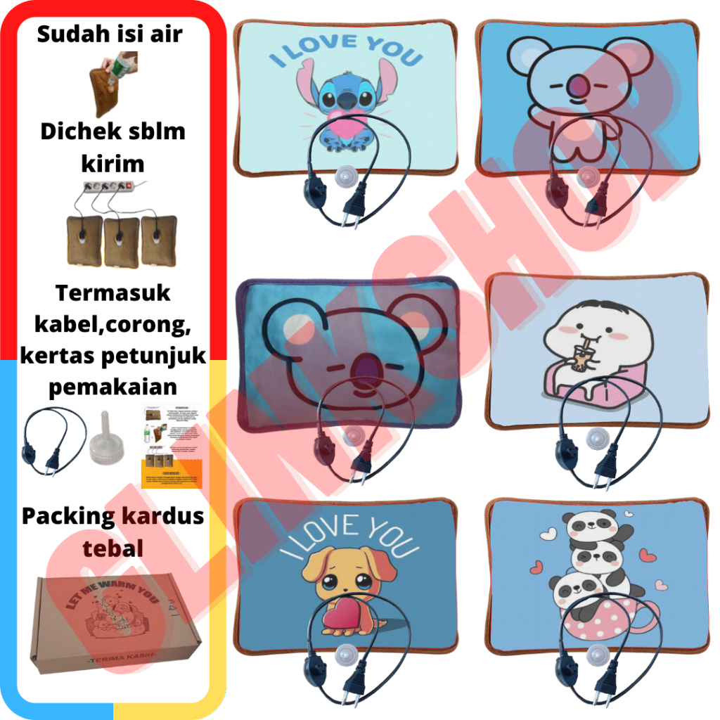 glinkshop1 Bantal Penghangat perut nyeri haid keseleo rematik  pegal2 mens menstruasi datang bulan kompres panas Karakter stich biru i love you u koala berdiri koya santai relax di sofa dog 3 panda blue Hadiah Pacar Istri Ibu