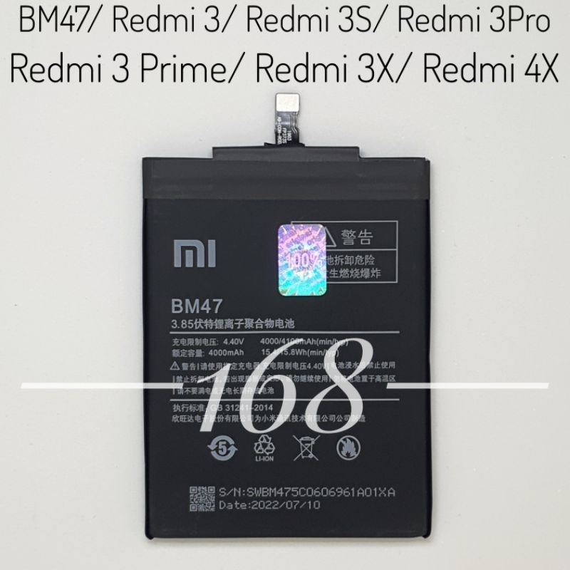 Baterai Batre Xiaomi BM47 BM 47 Redmi 3 / Redmi 3S / Redmi 3 Pro / Redmi 3X / Redmi 3 Prime Batere Redmi 4X Original Battery