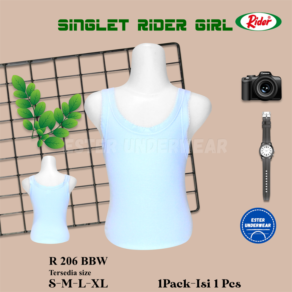 kaos singlet anak perempuan Rider R 206 BBW ISI-1PCS  Bahan Katun