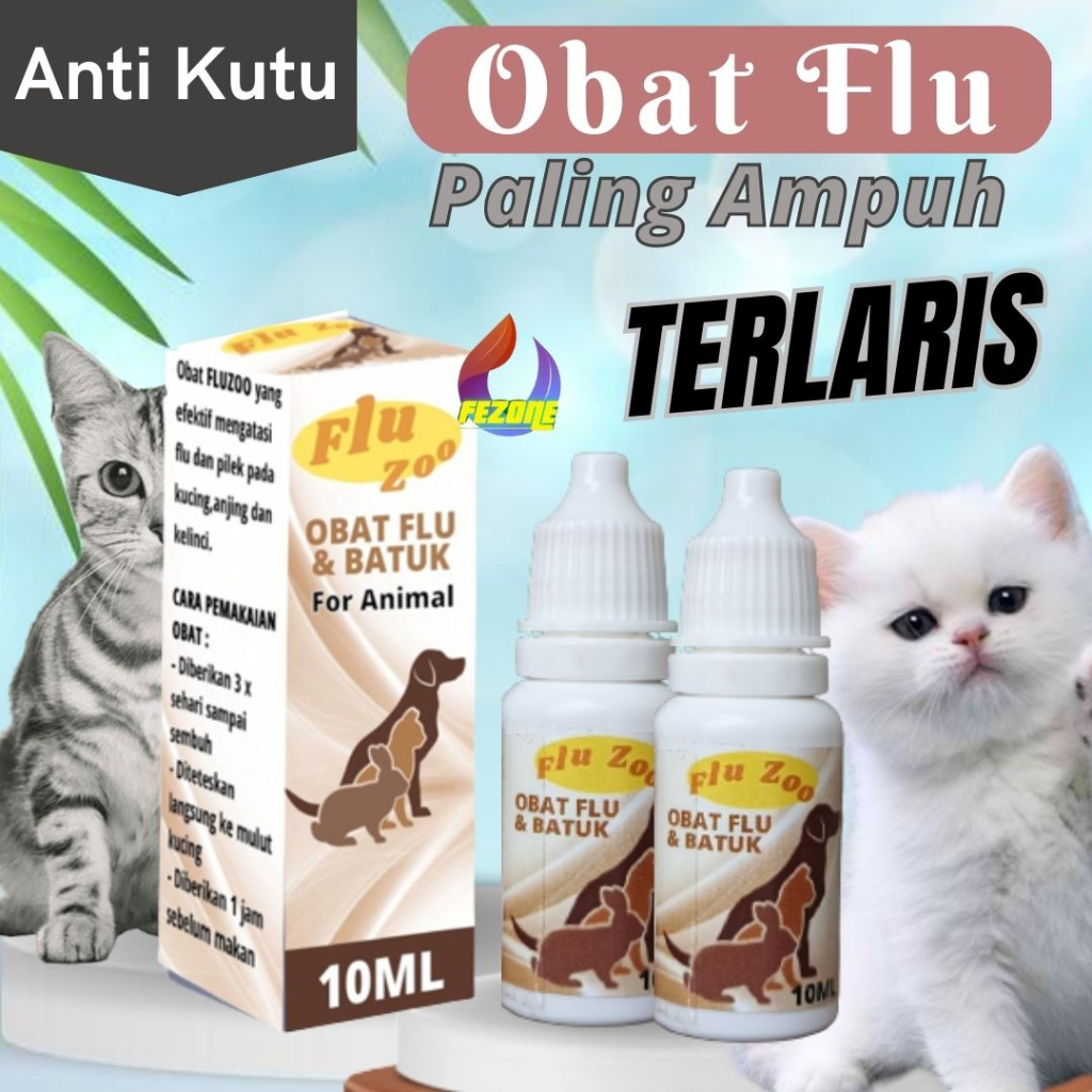 Obat Kucing Flu Berat &amp; Pilek FLUZOO Kemasan FEZONE