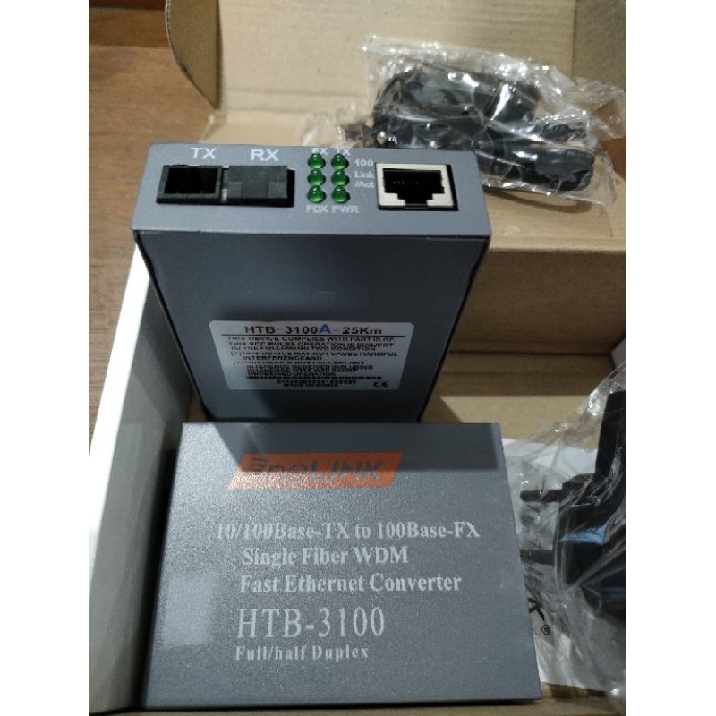 HTB3100, Media Converter OPTICAL (A/B) FO to LAN 10/100Mbps WDM HTB-3100 ( Sepasang )