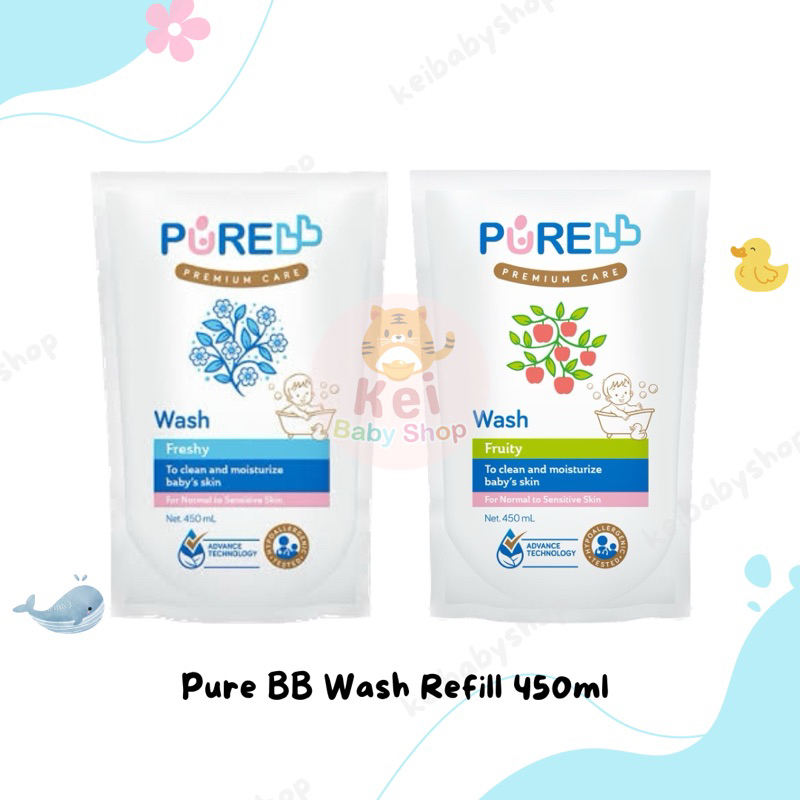 Pure BB Wash Freshy Fruity Refill 450ml Sabun Bayi Kulit Sensitif