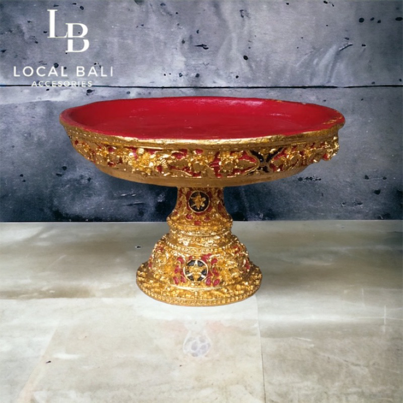 Dulang ukiran bali prada merah 35cm