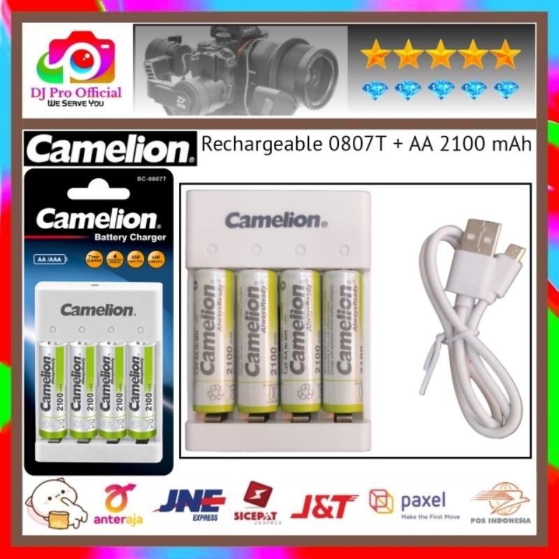 Camelion Charger 0807T + 2100 BP4 Rechargeable Battery 2100 mAh AA/AAA