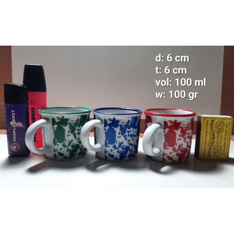 (1 pcs) mug keramik kopin mini, mug keramik motif lurik, mug espresso, mug souvenir