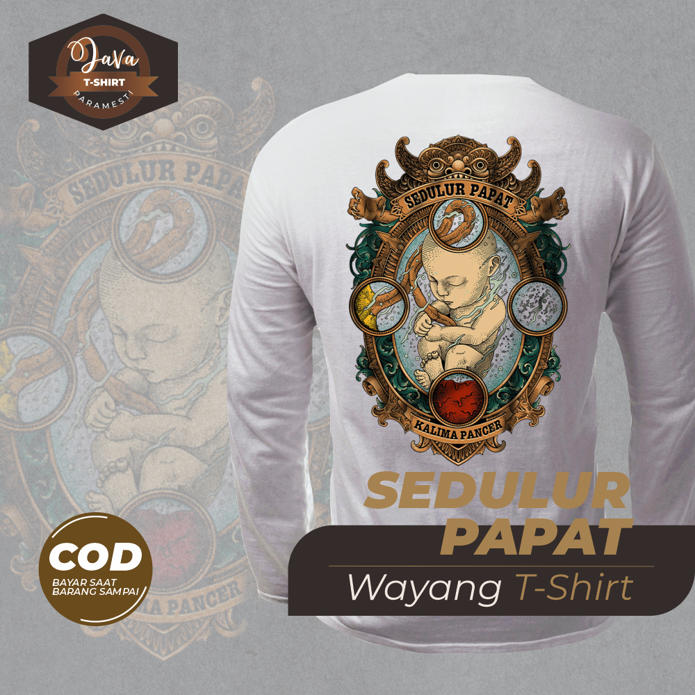 Kaos Pria Wanita Sedulur Papat Java T-Shirt Paramesti Lengan Panjang All Size Jumbo