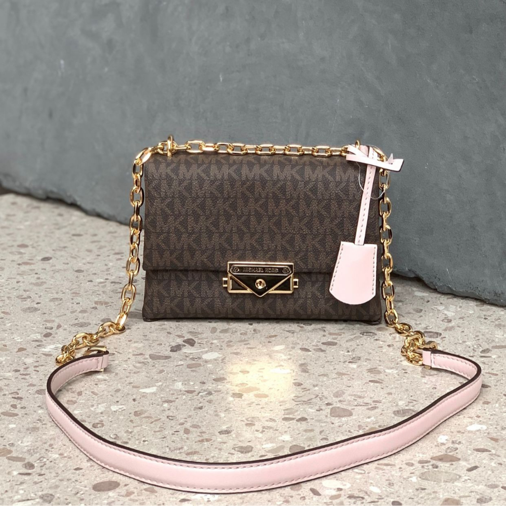 Michael Kors Cece XS Chain Crossbody Brown Blush Signature