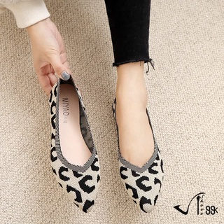 Sepatu Flat Leopard Print Point Toe Mouth Ballerina Shoes Flatshoes Wanita 5248 (36-40)