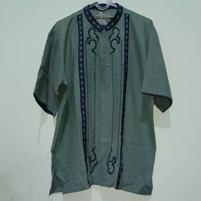 PRELOVED AZZAHRAN Baju Koko Pria Hijau Biru Jumbo