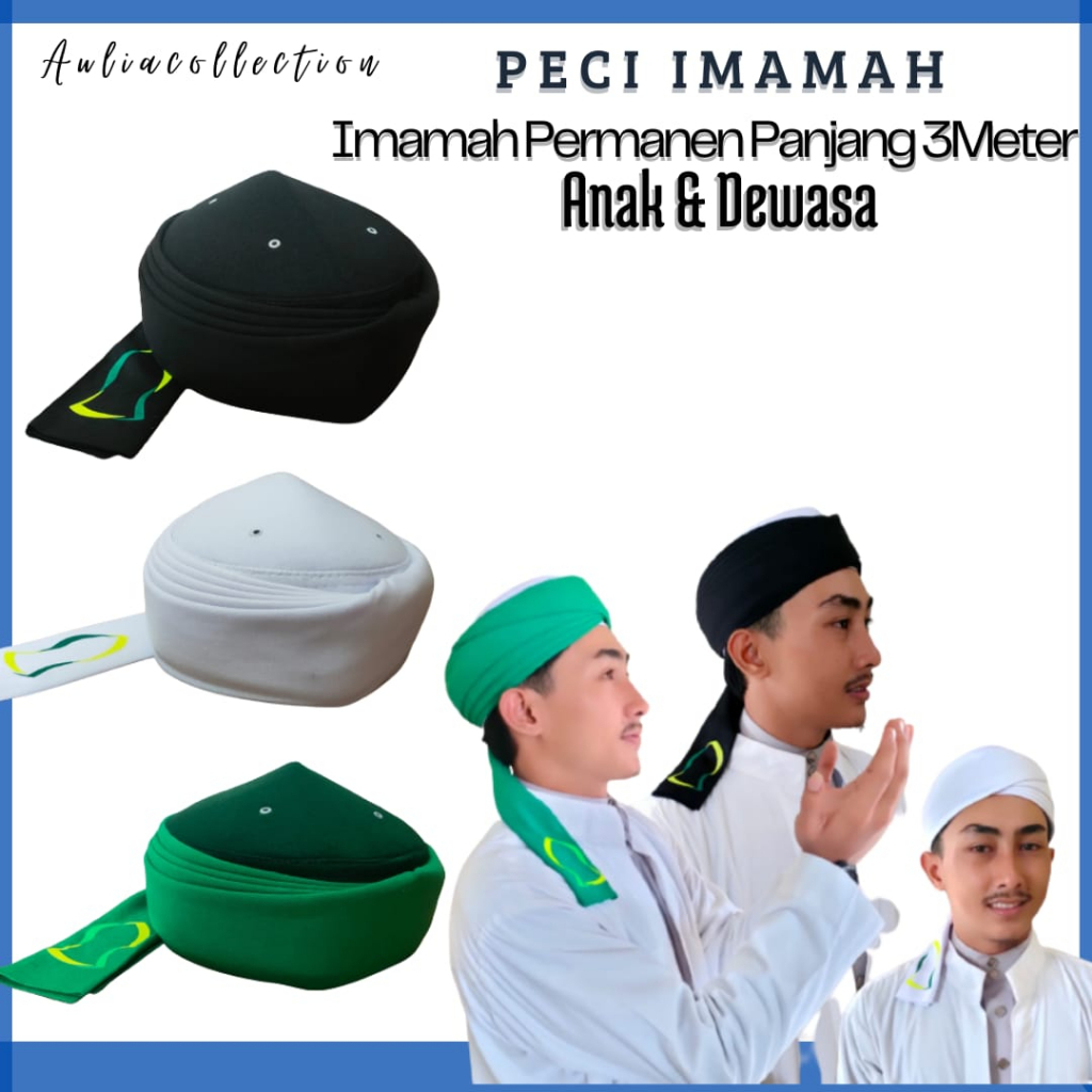 peci imamah permanen panjang 3 Meter / peci / sorban / imamah permanen