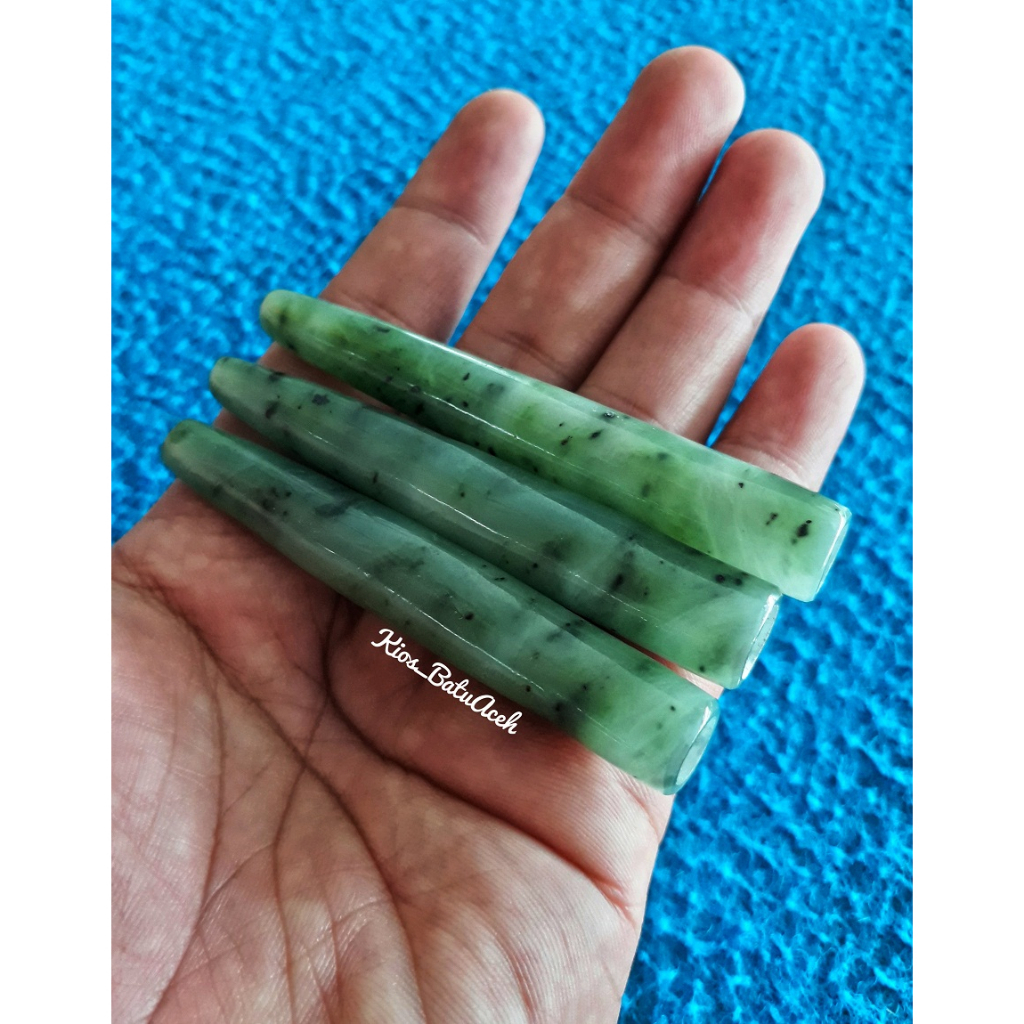 Aksesoris Batu Giok Nephrite Jade Original Asli Aceh Bulat Pipih