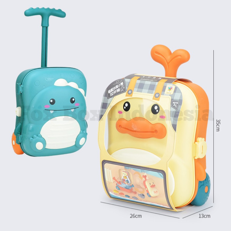 [PACKING DUS AMAN] Koper Mainan Pasir Whale Mainan Pantai Model Tas Tarik - Sand Luggage Suitcase - Koper Pasir Dino Gajah Hippo- Fox Box Indonesia