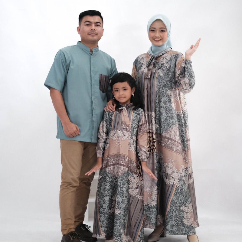 FAMSET LEBARAN / SARIMBIT KELUARGA / SARIMBIT LEBARAN / GAMIS COUPLE IBU ANAK / GAMIS SILK / KOKO DE