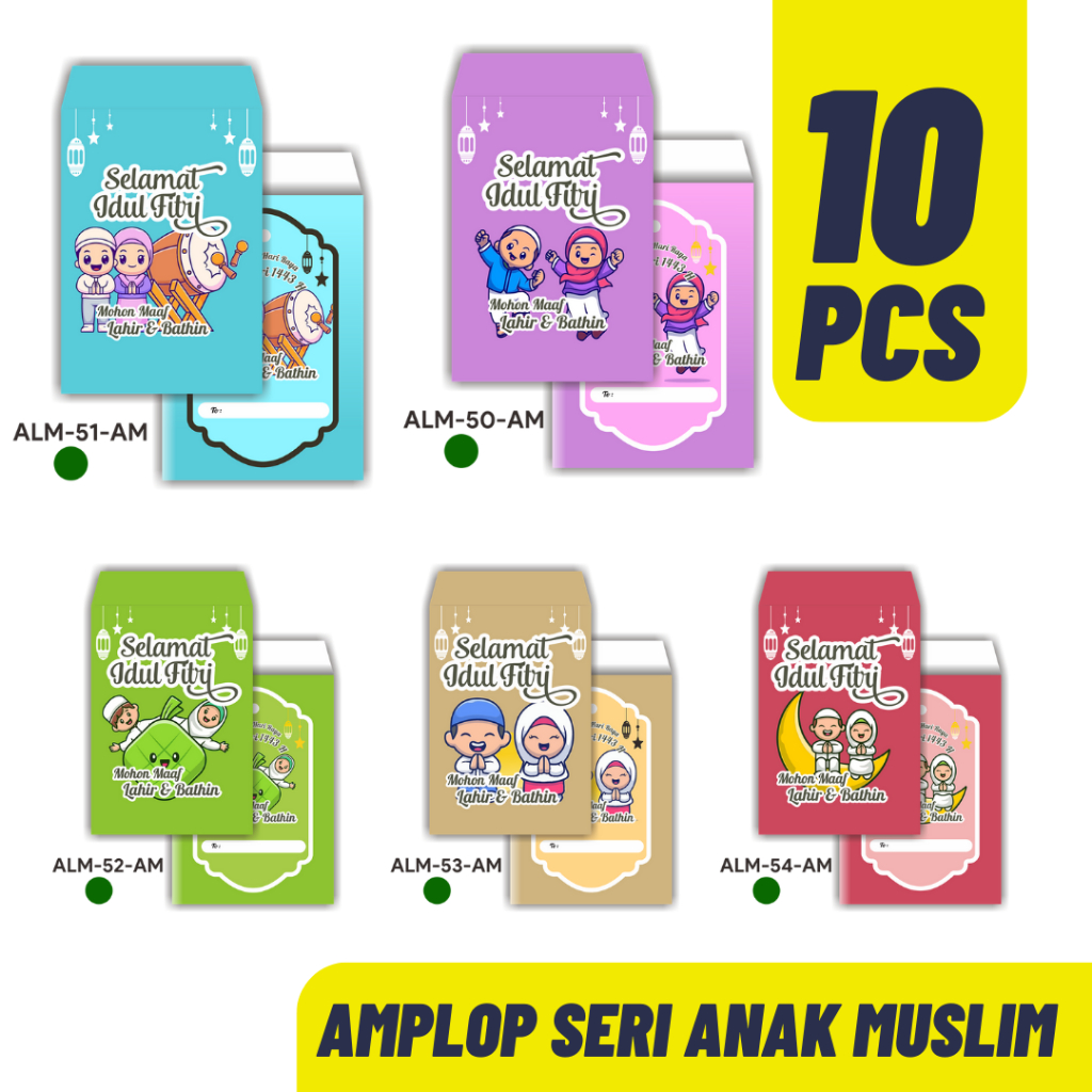 

AMPLOP LEBARAN 2025 ISI 10 PCS SERI ANAK MUSLIM KARTUN
