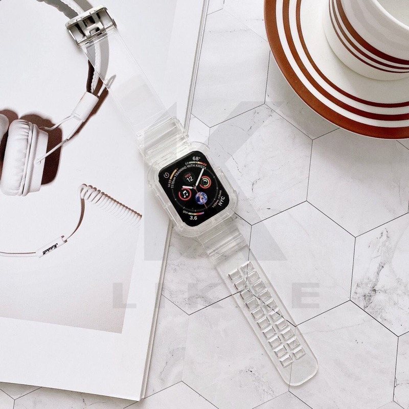Transparan strap untuk watch T500 T55 T500plus iwatch HW22 42mm 44mm Glacier Tali jamtangan smartwat