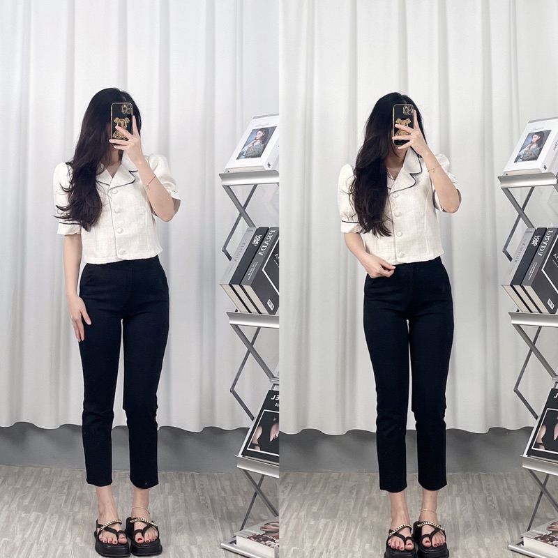 QUOI HS02 TWEED TOP IMPORT BANGKOK / ATASAN WANITA IMPORT BANGKOK / ATASAN TWEED CROP TOP / ATASAN C