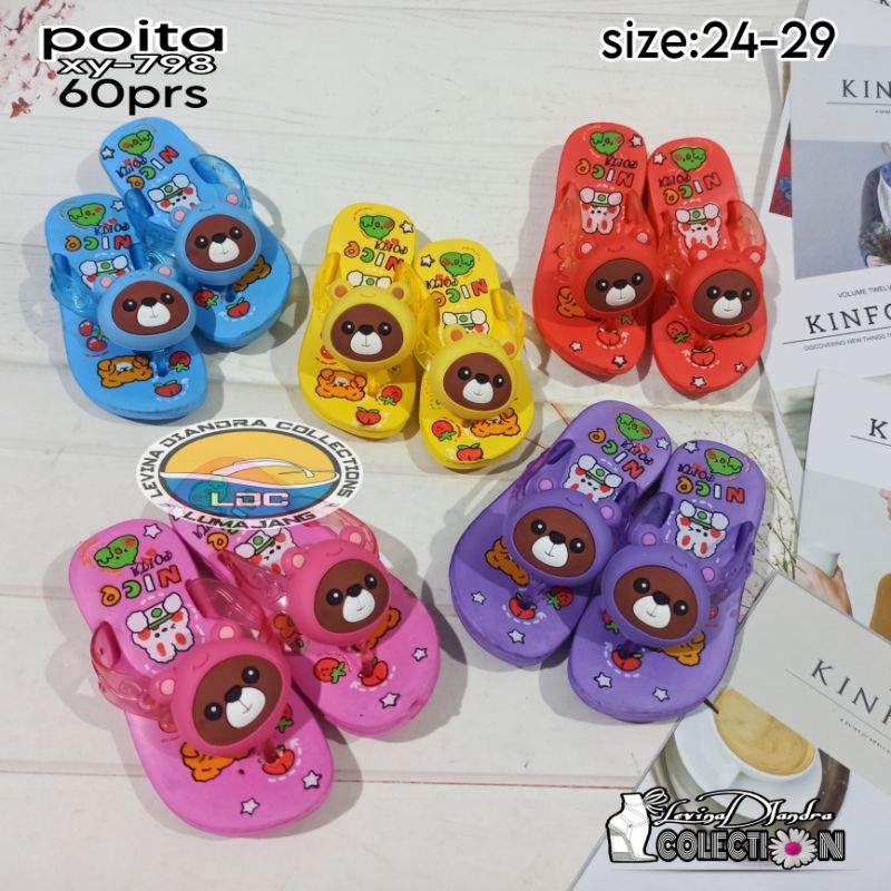 SANDAL JEPIT KARET EVA ANAK BONEKA BERUANG XY798(24-29)