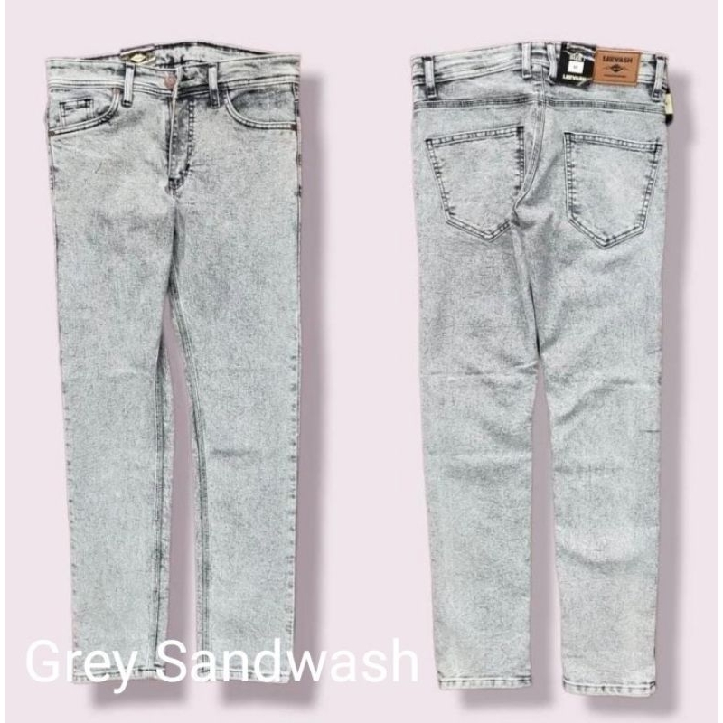 Celana Jeans Abu Sandwash / Celana Jeans Pria/Cowo Grey Sandwash Slimfit Keren!