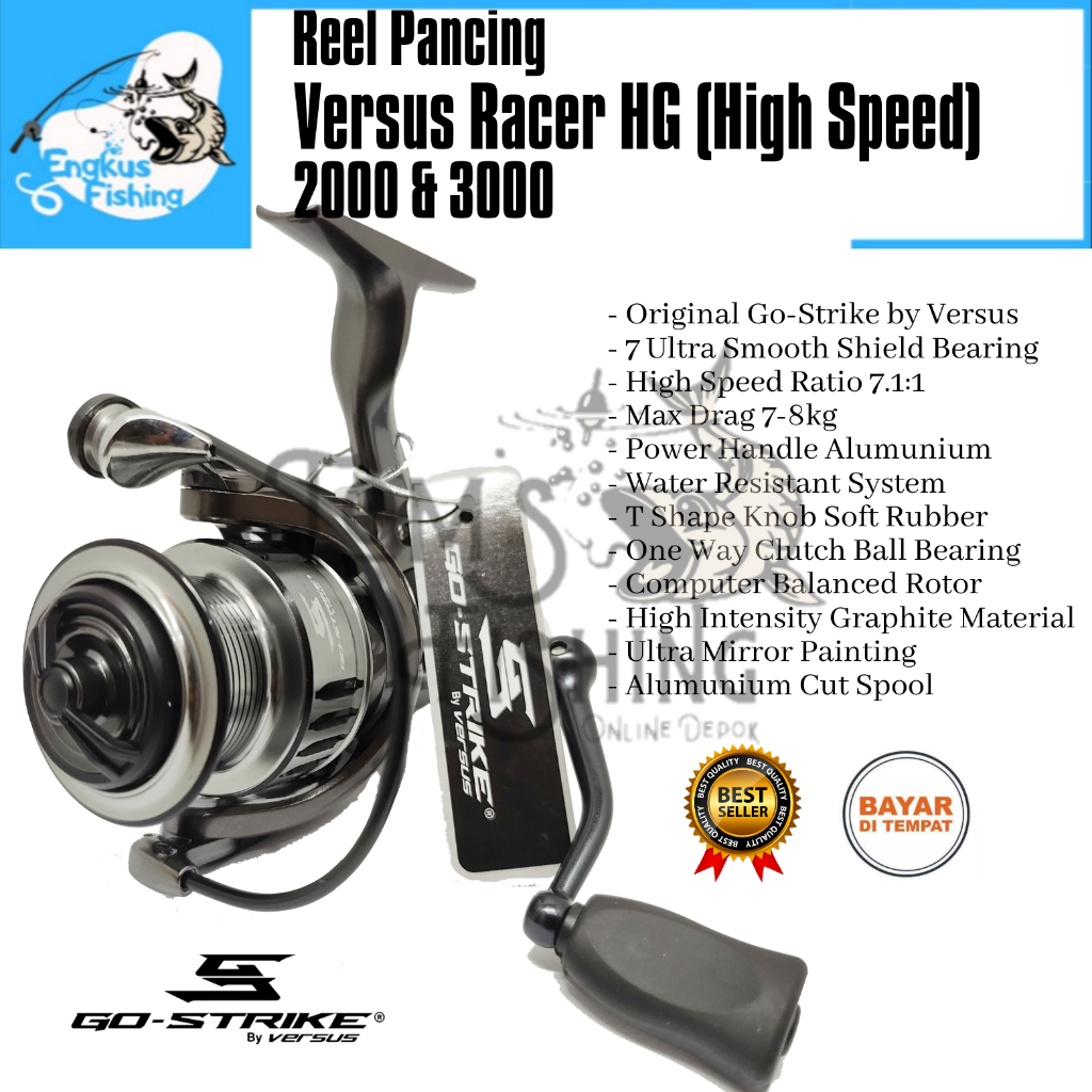 Reel Pancing Go Strike Versus Racer HG 2000 / 3000 (7.1:1) Power Handle Murah - Engkus Fishing