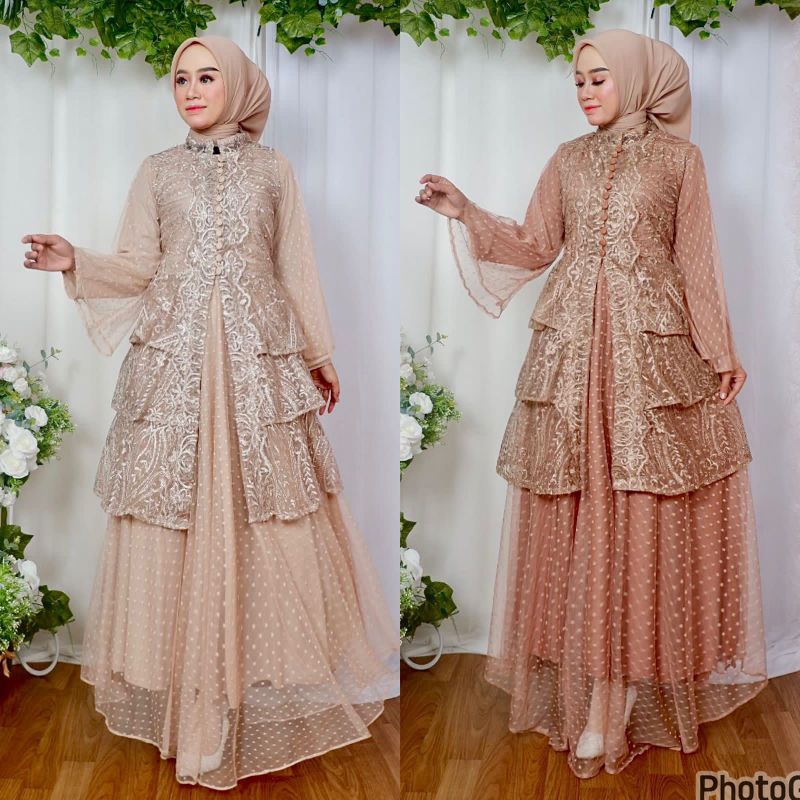 GAMIS ELAF GOWN INNER+OUTER // BAHAN TILLE BORDIR EXCLUSIVE KOMBINASI TILLE DOTTY // DALAMAN FULL FURING SATIN VELVET // SERAGAMAN KELUARGA // BAJU PESTA BRUKAT // BAJU LEBARAN // KEBAYA WISUDA LAMARAN // BAJU WISUDA // KEBAYA ORIGINAL // By PELANGI JAYA