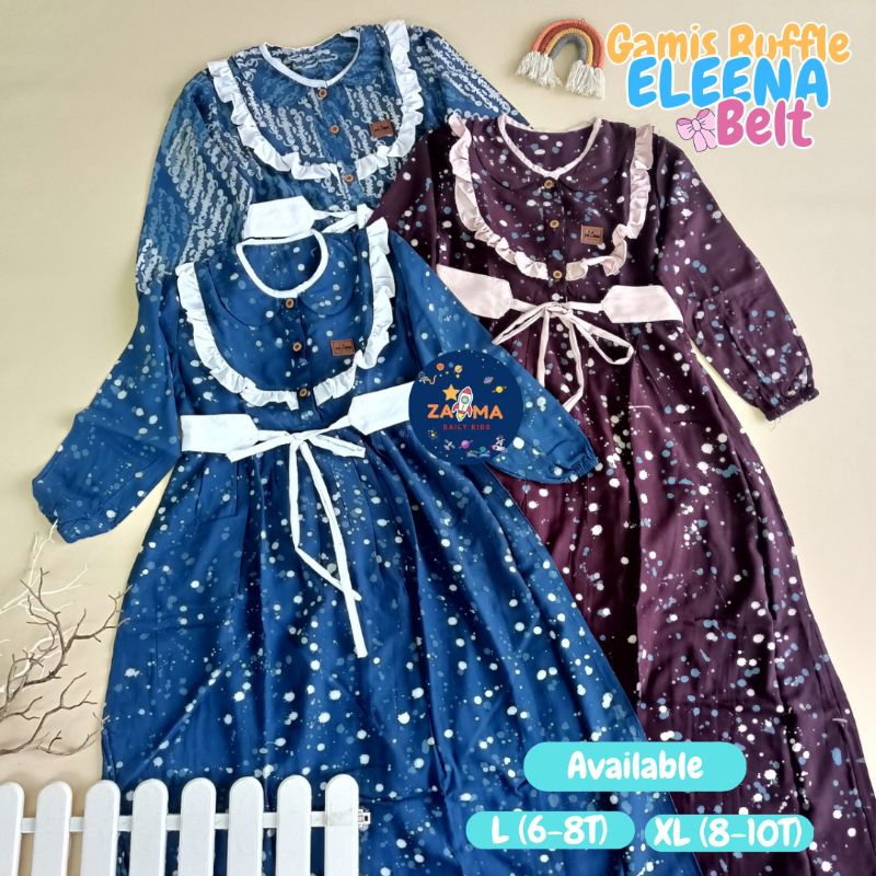 Gamis Ruffle Floraa Zaima Dailykids gamis bahan rayon adem dengan model Terbaru baju muslim anak per